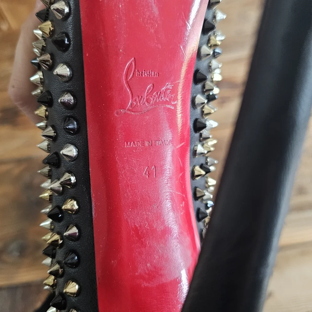 CHRISTIAN LOUBOUTIN Calfskin Daffodile Mix Spikes 160 Pumps Sz 41 - Picture 12 of 15